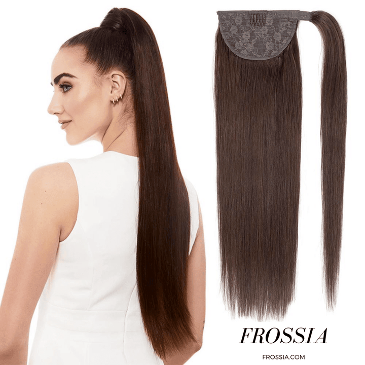 Postiche Queue de Cheval Cheveux Naturels Brun | Frossia