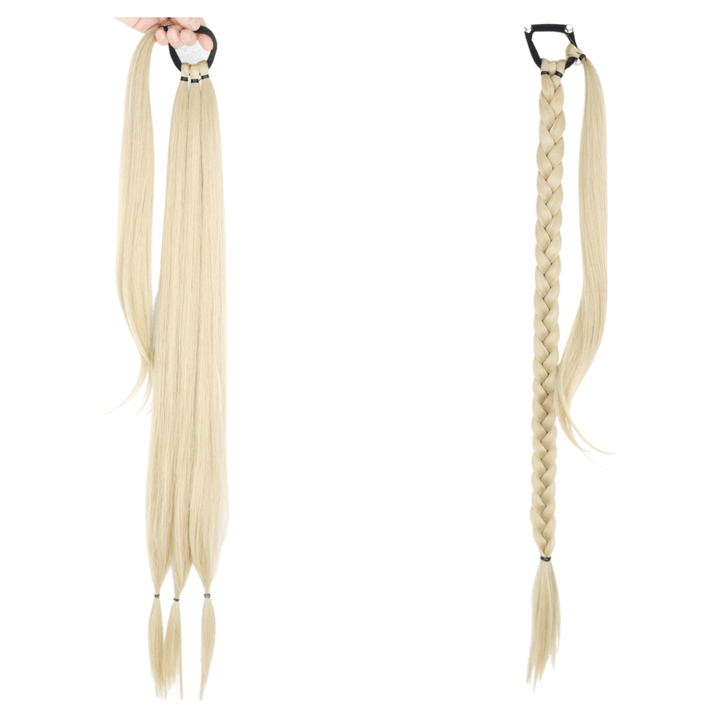 Postiche Queue de Cheval Tressé Blond Platine  | Frossia