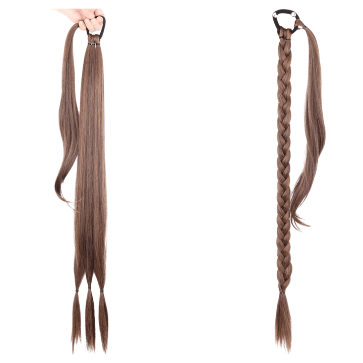 Postiche Queue de Cheval Tressé Chatain  | Frossia