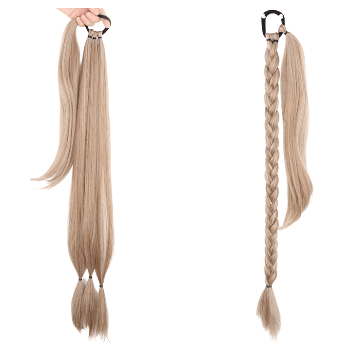 Postiche Queue de Cheval Tressé Blond Méché  | Frossia