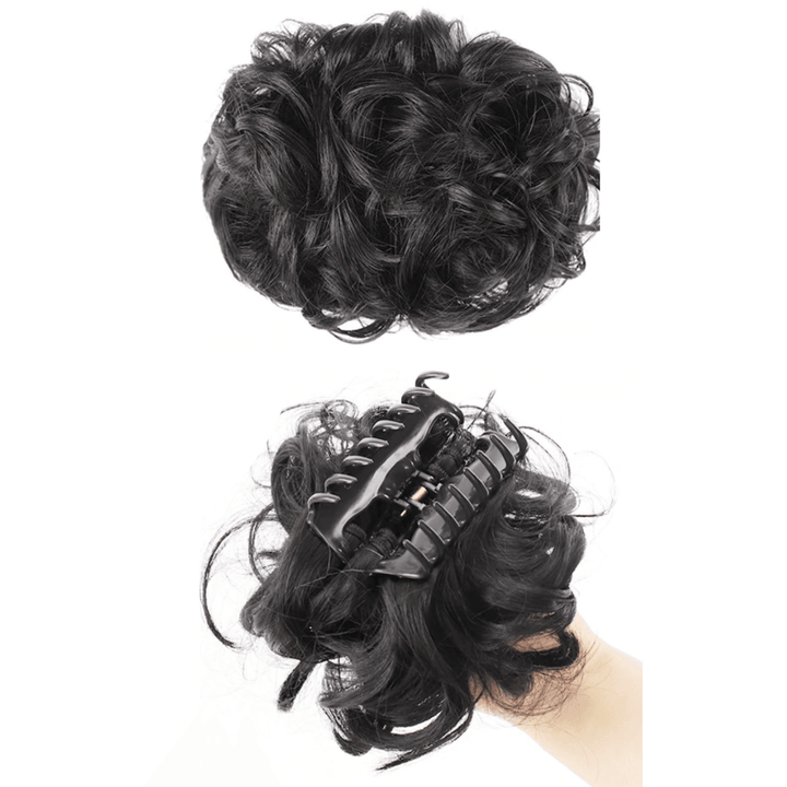 Postiche Chignon noir avec Pince Crabe | Postiche pince crabe bouclées noir