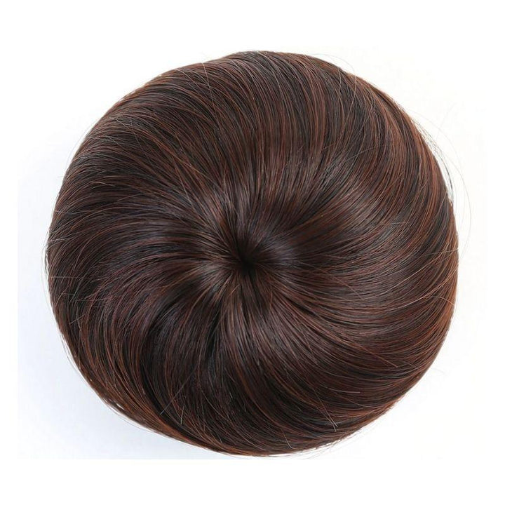Postiche chignon brun donuts