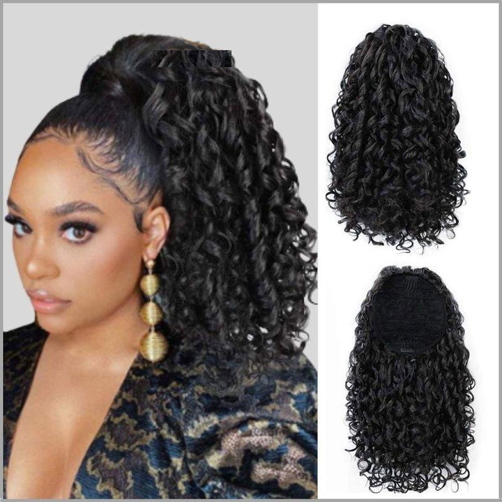 postiche queue de cheval bouclé noire | postiche bouclé