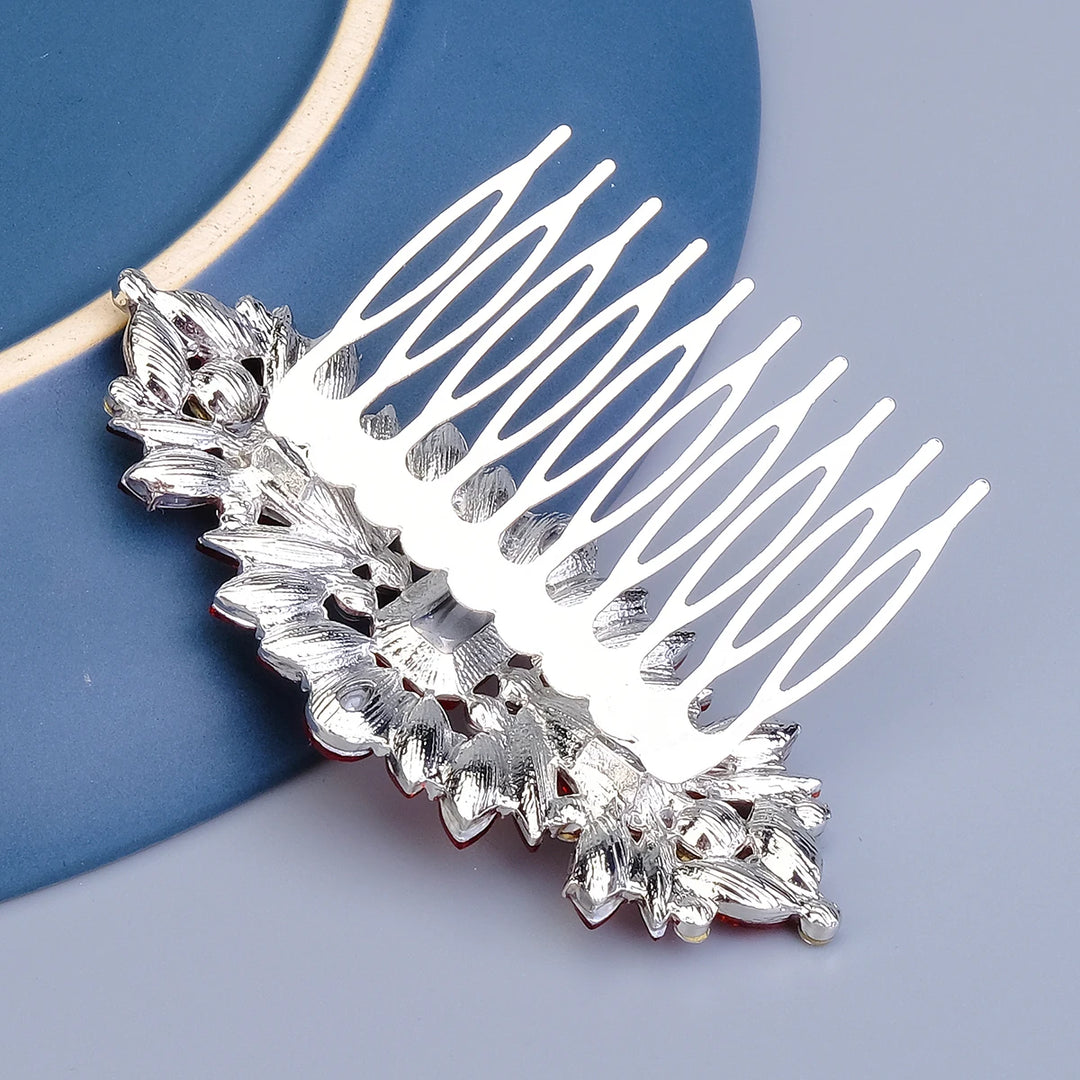 Peigne à cheveux argenté à cristaux pour chignon