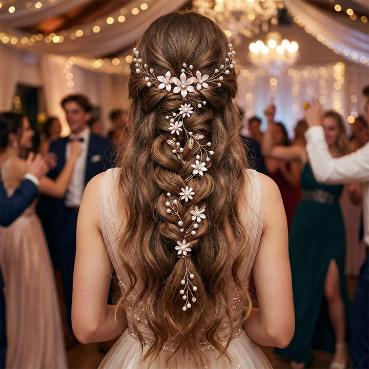 Épingle à Cheveux pour Mariage en Style Bohème Dorée – Élégance Naturelle