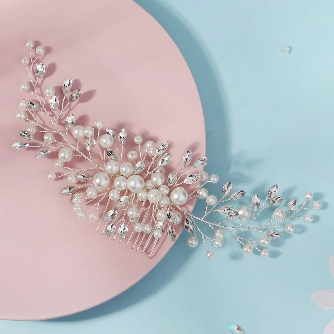 Peigne à Cheveux Mariage Perles et Cristaux – Élégance Romantique
