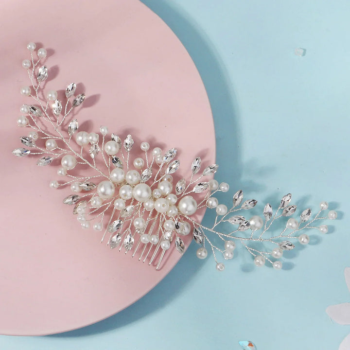 Peigne à Cheveux Mariage Perles et Cristaux – Élégance Romantique