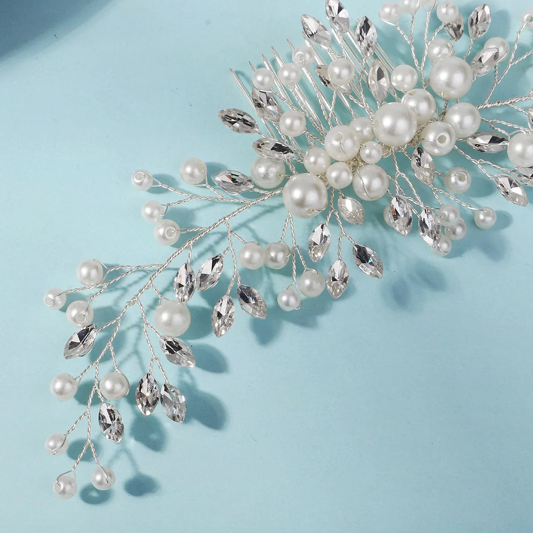 Peigne à Cheveux Mariage Perles et Cristaux – Élégance Romantique