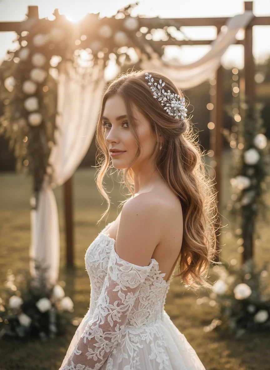 Peigne à Cheveux Mariage Perles et Cristaux – Élégance Romantique