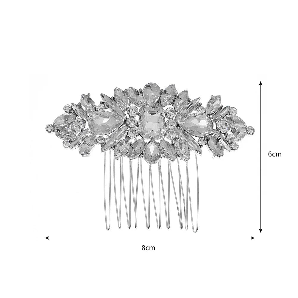 Peigne à cheveux argenté à cristaux pour chignon