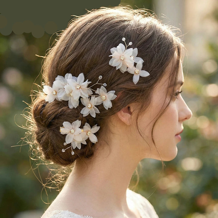 Épingle à cheveux de mariée à fleurs délicates en tulle 