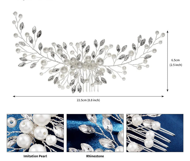 Peigne à Cheveux Mariage Perles et Cristaux – Élégance Romantique