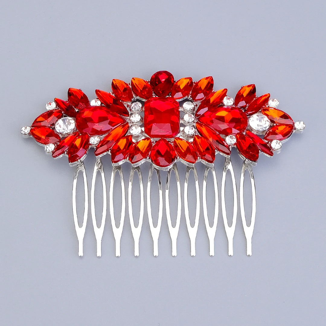 Peigne à cheveux rouge rubis pour chignon