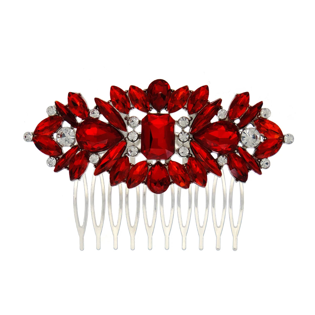 Peigne à cheveux rouge rubis pour chignon