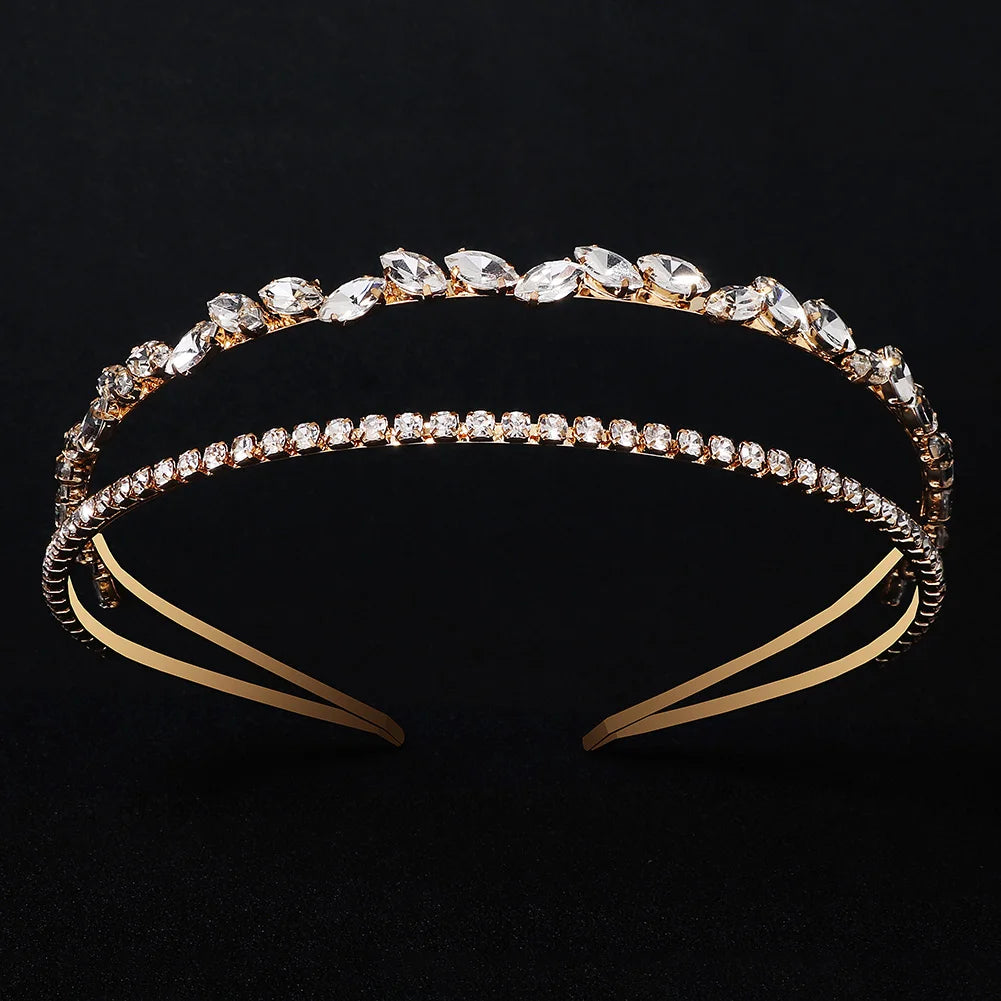 Serre-tête fin avec strass élégant pour femme chic