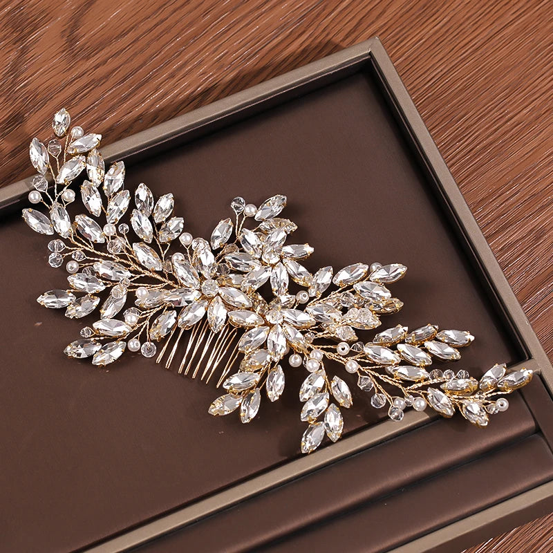 Peigne à Cheveux pour Mariage avec Strass – Accessoire Floral Élégant pour Chignon