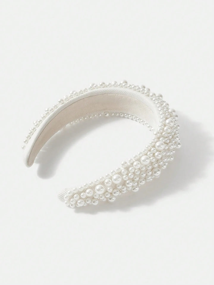 Serre-tête de mariage avec perles, large et élégant pour femme