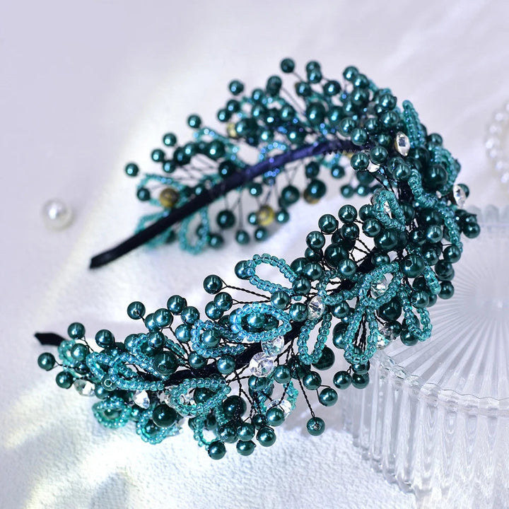Serre-tête de mariage avec perles et cristaux