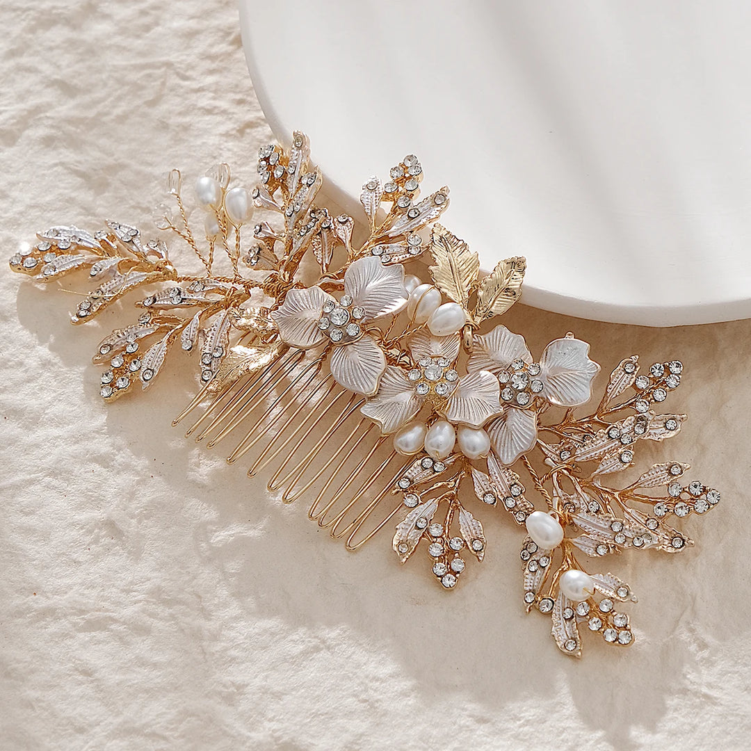 Peigne à Cheveux Doré de Mariée Chic