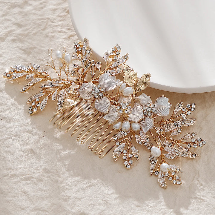 Peigne à Cheveux Doré de Mariée Chic