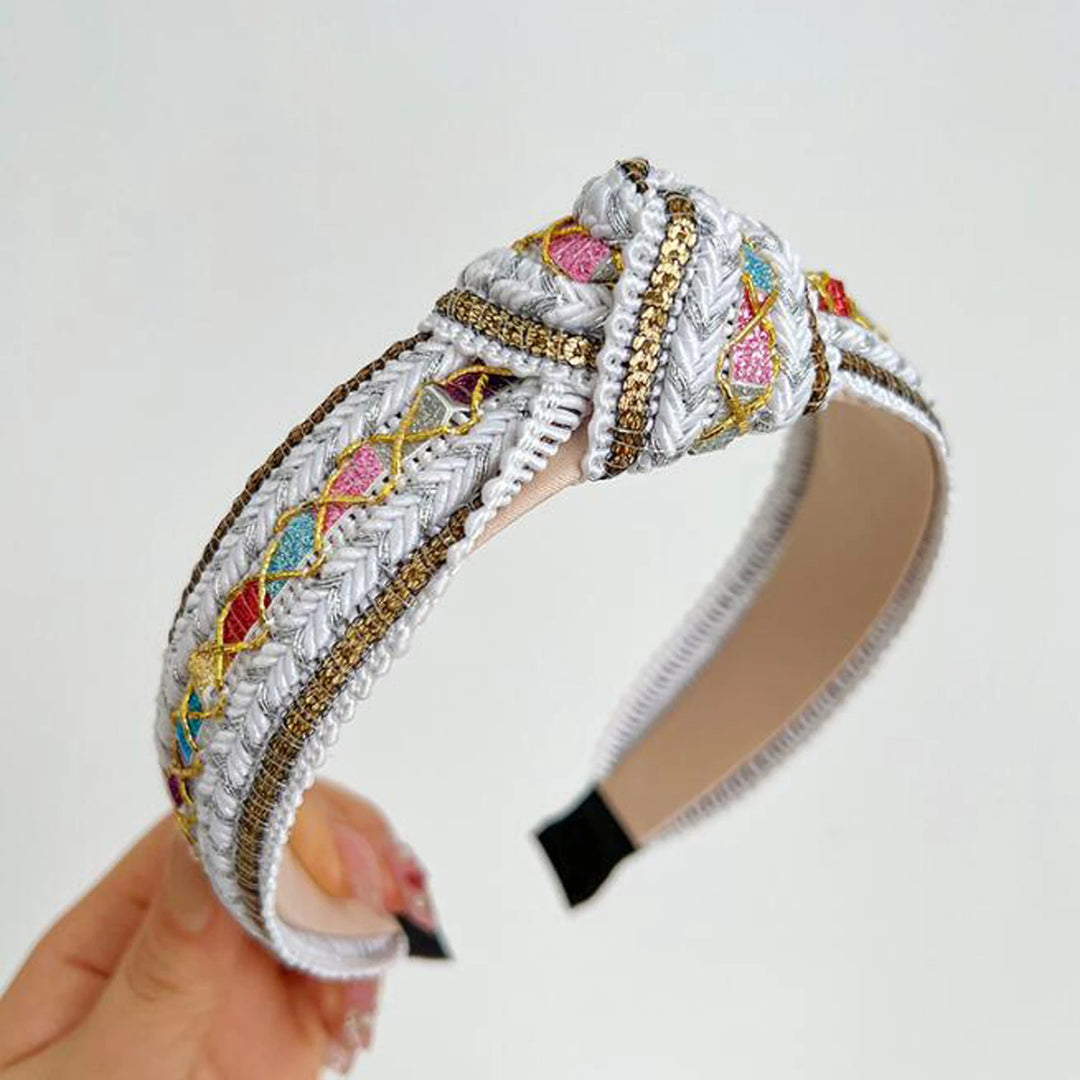 Serre-tête bohème brodé femme multicolore – style ethnique chic tendance
