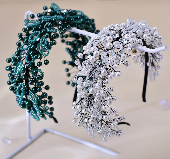 Serre-tête de mariage avec perles et cristaux