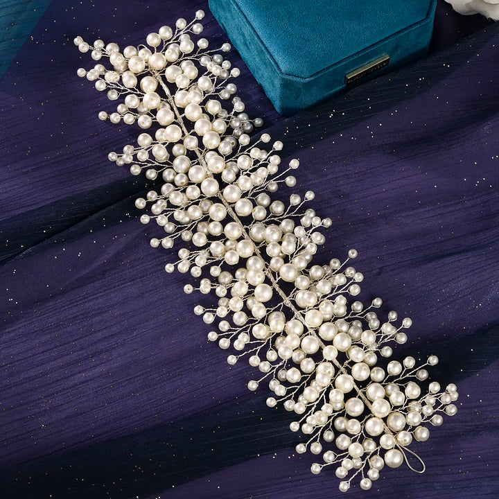 Grande épingle à cheveux à perles blanches pour mariage