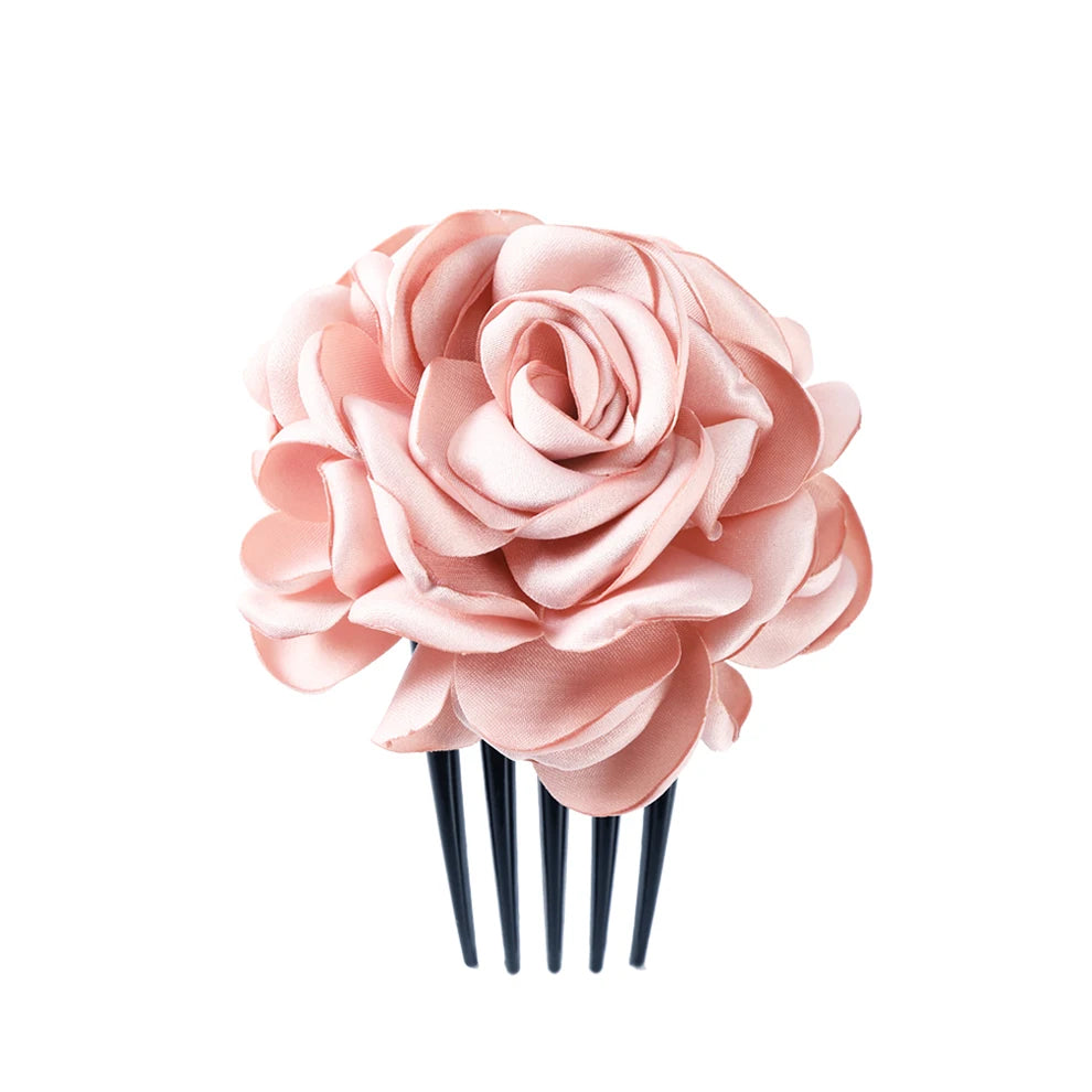 Peigne à Cheveux Rose en Tissu 