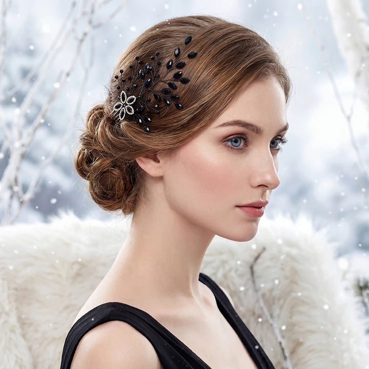 Peigne à cheveux noir chic pour cérémonie