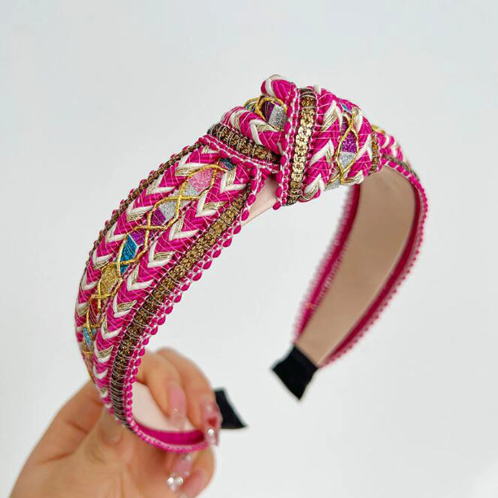 Serre-tête bohème brodé femme multicolore – style ethnique chic tendance