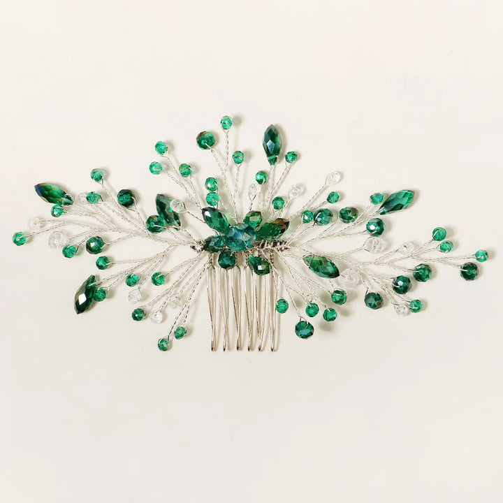 Peigne à cheveux vert émeraude pour chignon
