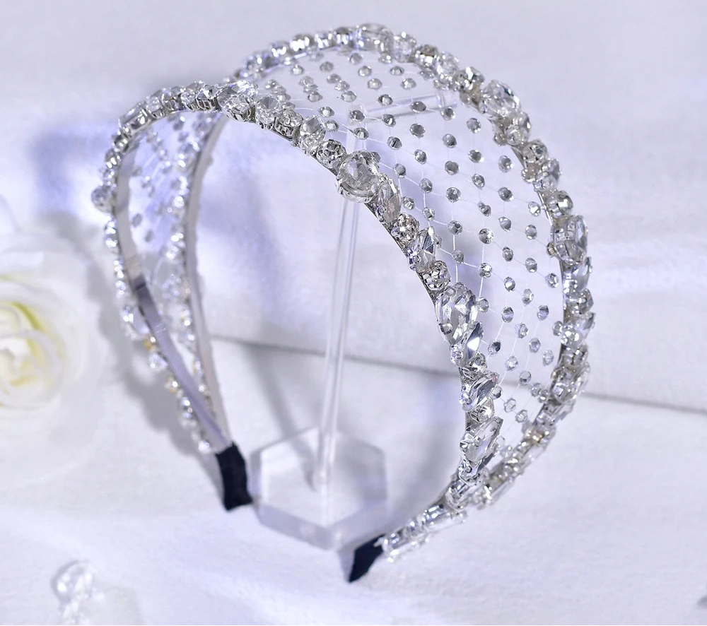 Serre-tête de mariage avec strass et voile élégant pour femme
