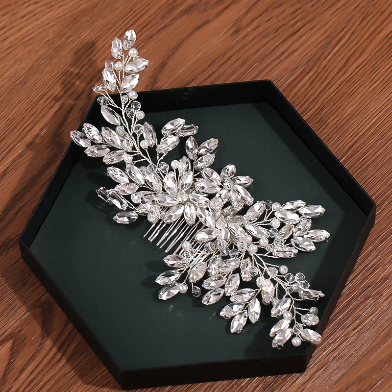 Peigne à Cheveux pour Mariage avec Strass – Accessoire Floral Élégant pour Chignon