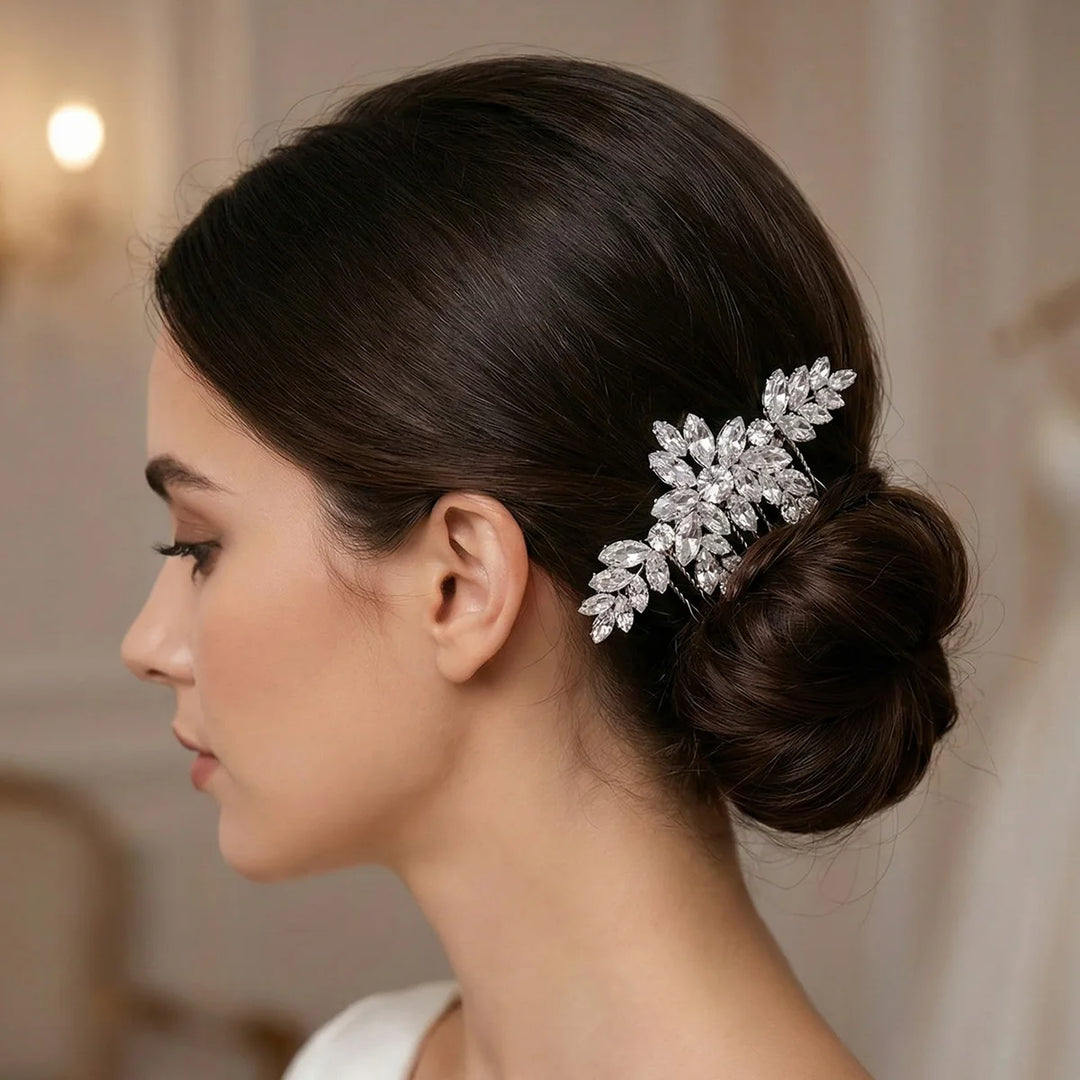 Peigne à Cheveux Cristal pour Chignon de Mariée