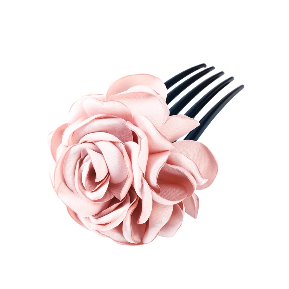 Peigne à Cheveux Rose en Tissu