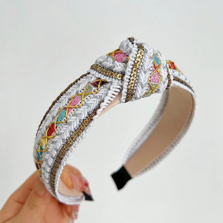 Serre-tête bohème brodé femme multicolore – style ethnique chic tendance