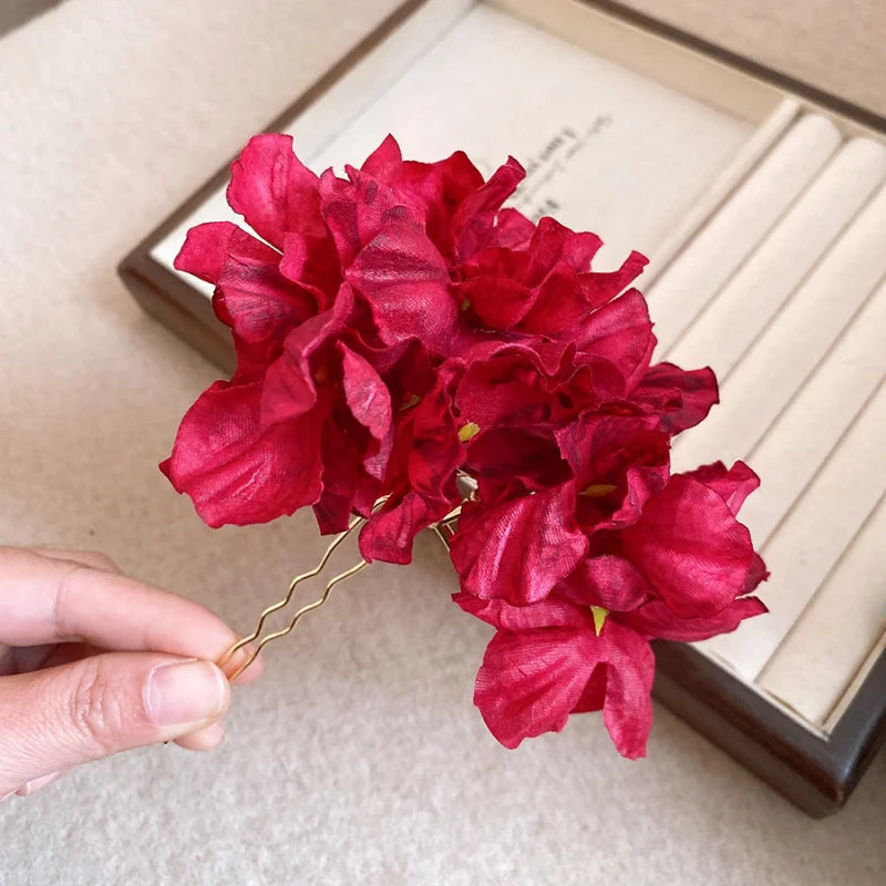 Épingle à cheveux fleurs rose bohème