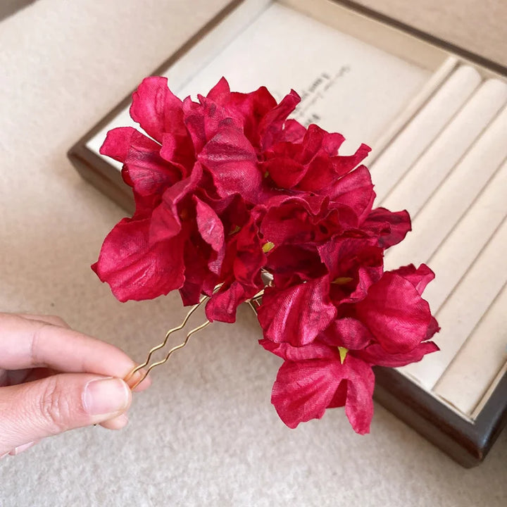 Épingle à cheveux fleurs rose bohème