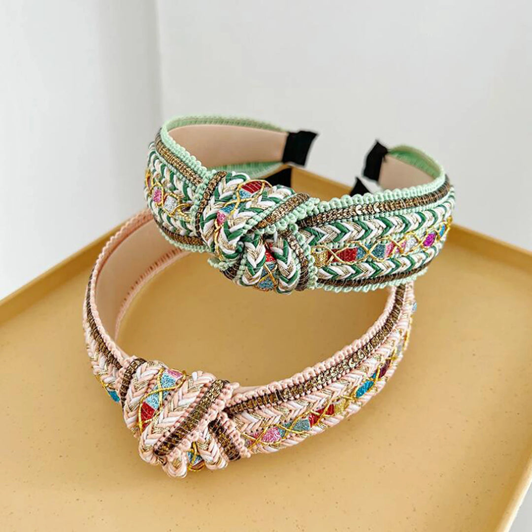 Serre-tête bohème brodé femme multicolore – style ethnique chic tendance