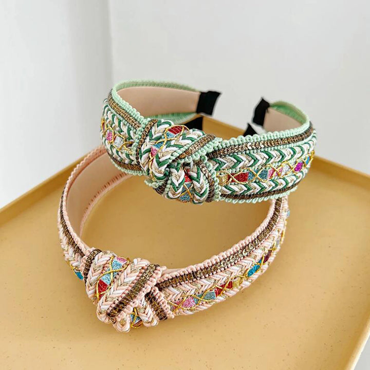 Serre-tête bohème brodé femme multicolore – style ethnique chic tendance
