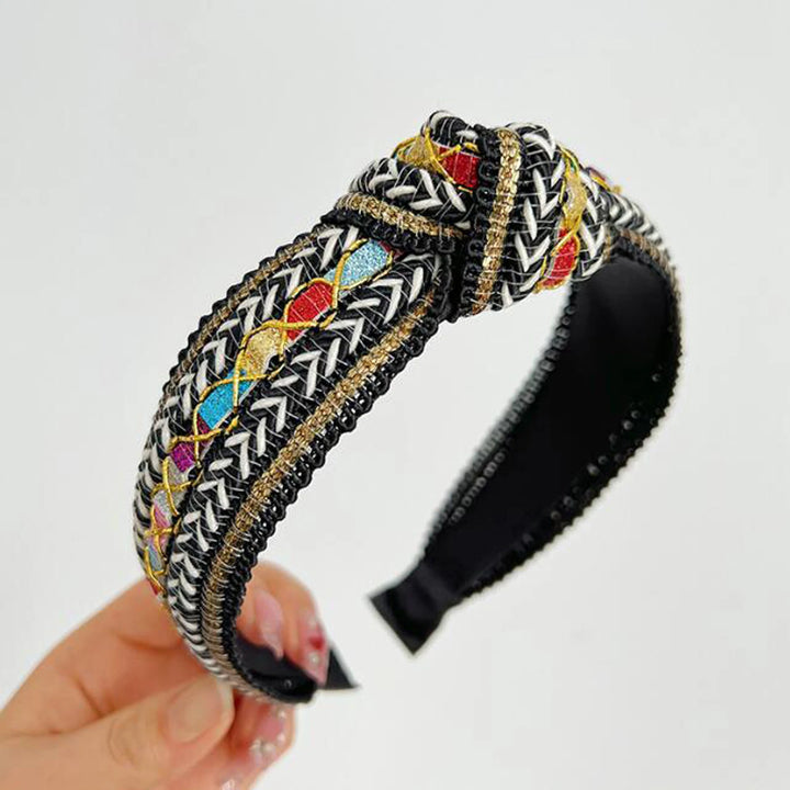 Serre-tête bohème brodé femme multicolore – style ethnique chic tendance
