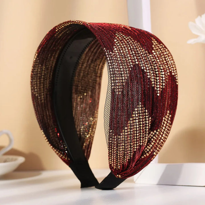 Serre-tête large tissu brillant femme accessoire cheveux chic
