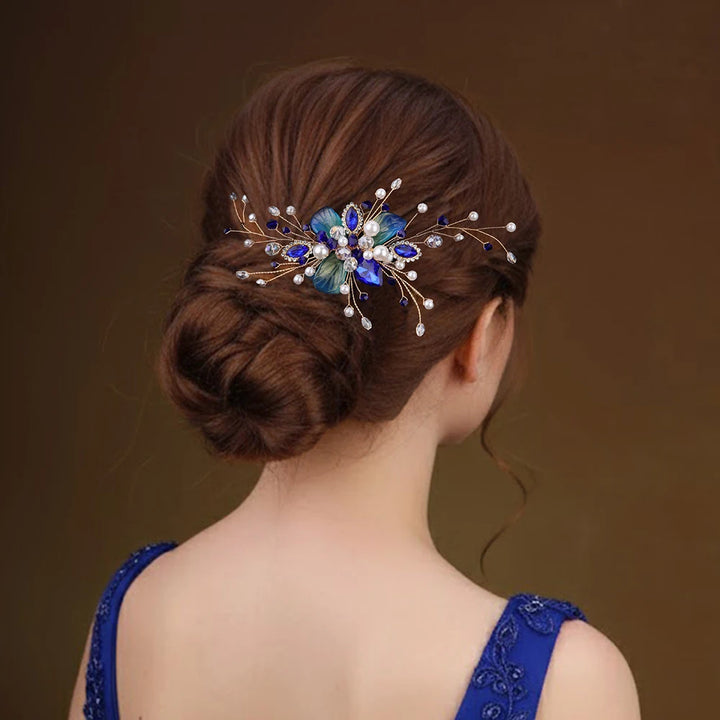 Peigne à cheveux bleu saphir pour cérémonie