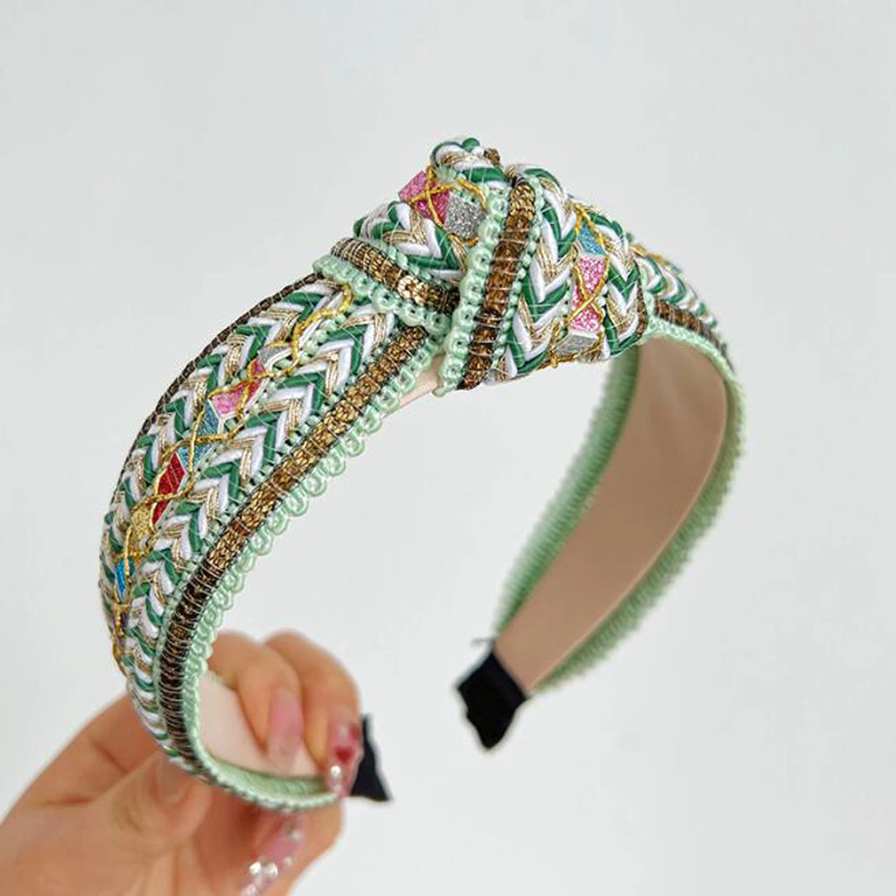 Serre-tête bohème brodé femme multicolore – style ethnique chic tendance