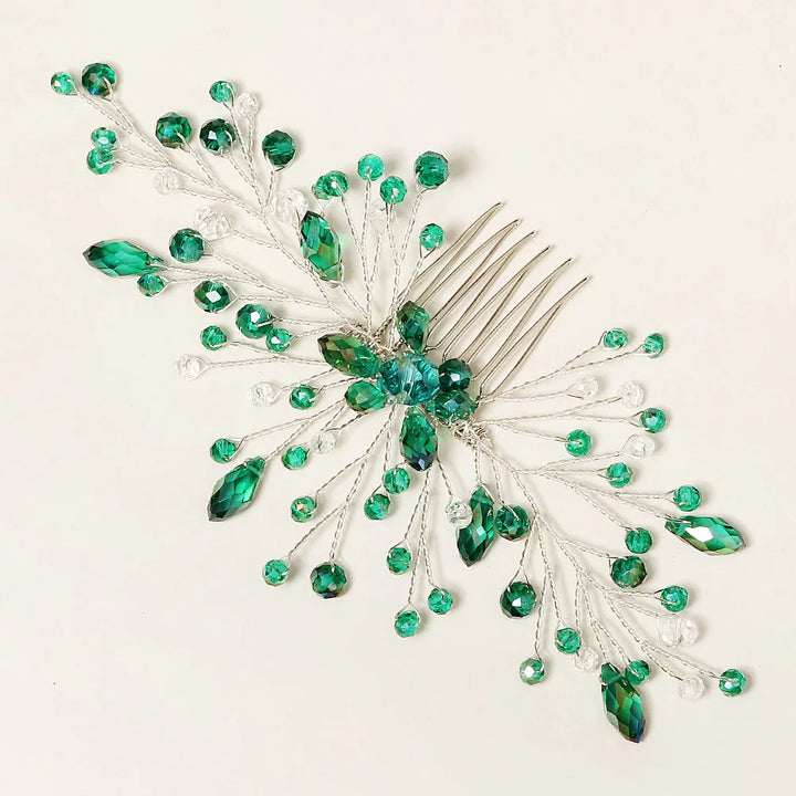 Peigne à cheveux vert émeraude pour chignon