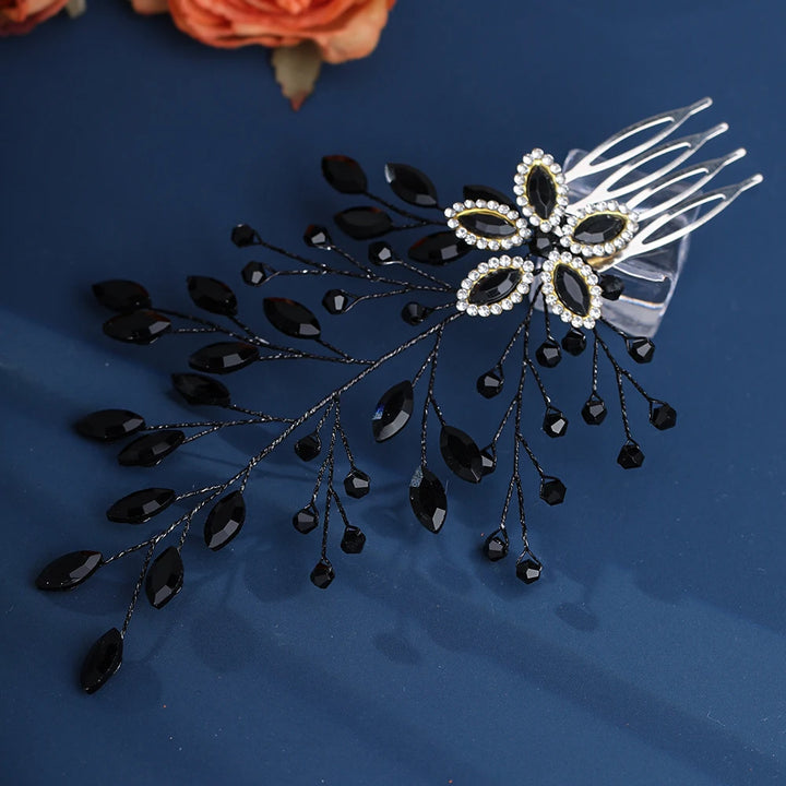 Peigne à cheveux noir chic pour cérémonie