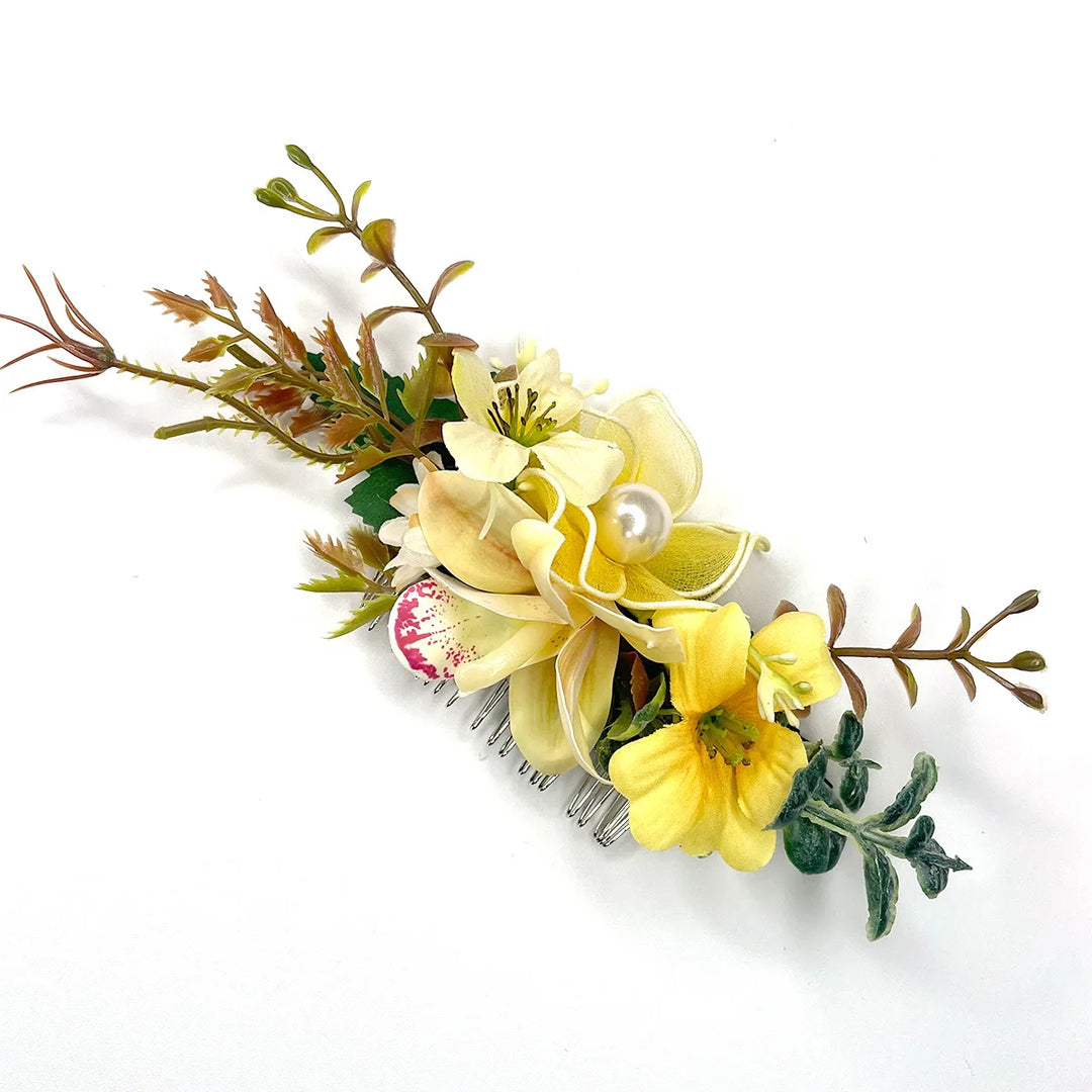 Peigne à Cheveux Fleurs Stabilisées jaune
