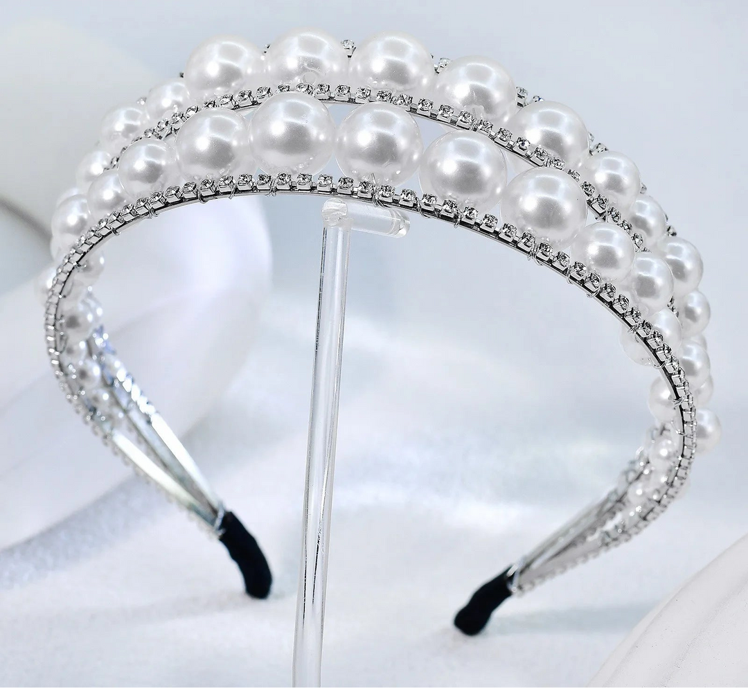 Serre-tête de mariage avec perles et strass élégant pour femme