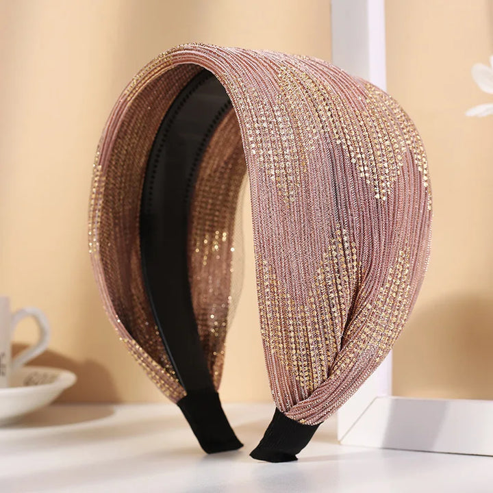 Serre-tête large tissu brillant femme accessoire cheveux chic