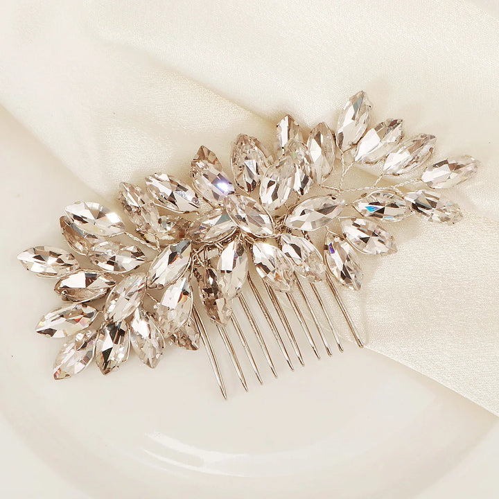 Peigne à cheveux irisé à cristaux blanc pour cérémonie